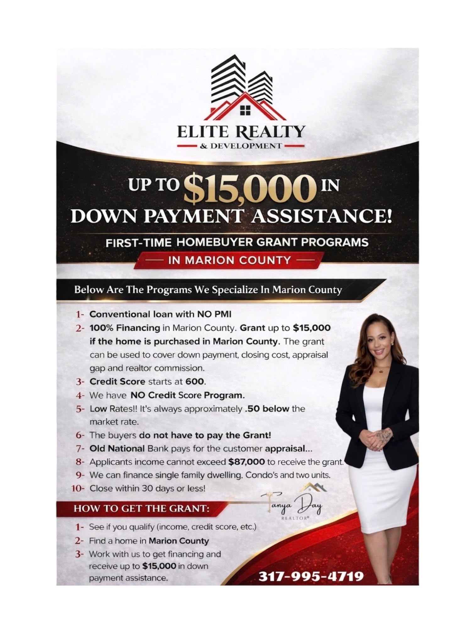 Elite Realty & Development — Up to $15,000 Down Payment Assistance Program Flyer